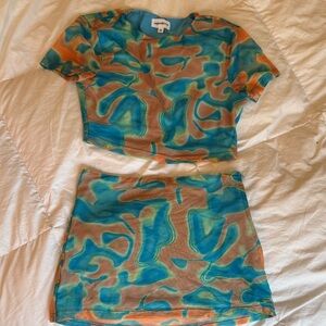 Superdown Mini Skirt and Crop Top Set